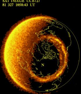The auroral oval centre is at the geomagnetic pole